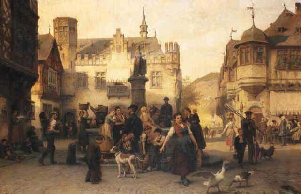 unknow artist Am Marktbrunnen von Bingen oil painting picture